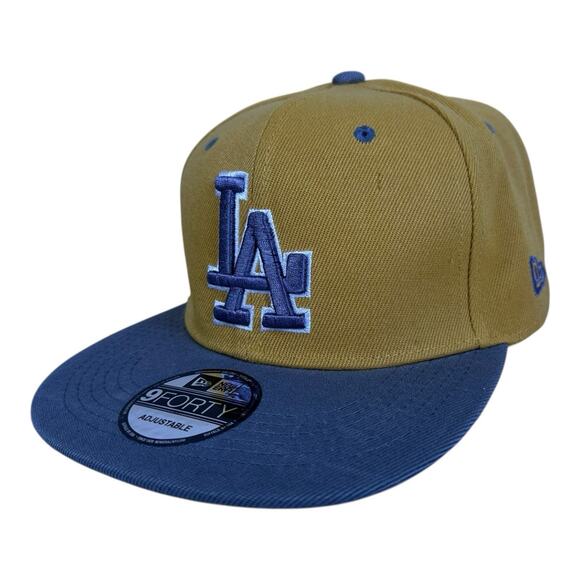LA Dodgers New Era 9Forty Men’s SnapBack Hat Wheat Navy With Outline - Picture 1 of 10